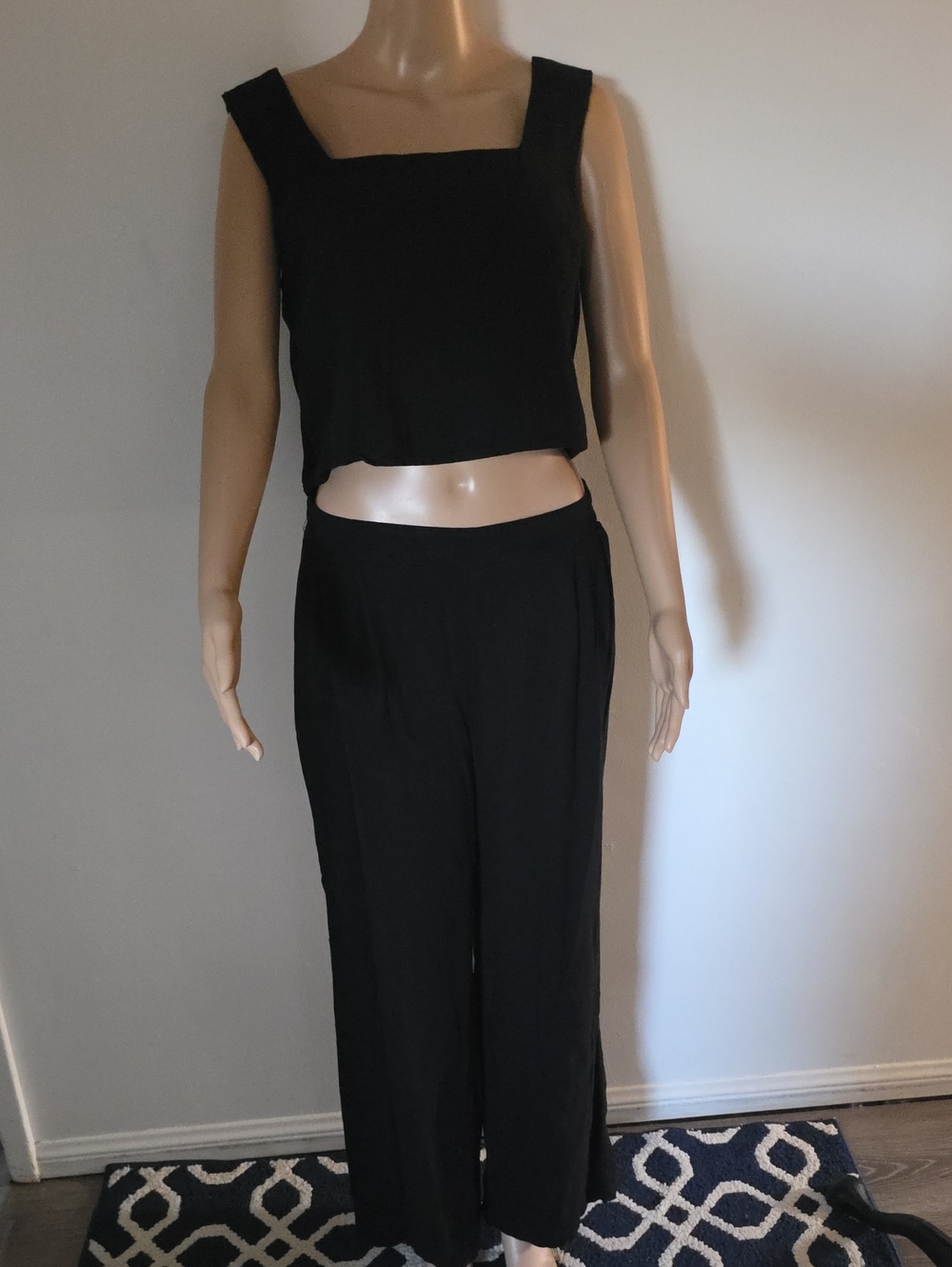 Blu Pepper Black Wide-Leg Jumpsuit Set